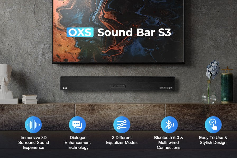 OXS S3 - 2.0 Channel Soundbar with Dynamic Bass and Virtual Surround Technology - OXSAUDIO Australia