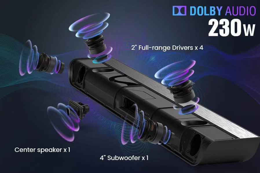 OXS S5 - Dolby Atmos® 3.1.2 Channel All-in-one Soundbar With Built-in Subwoofer & Sky Channel - OXSAUDIO Australia